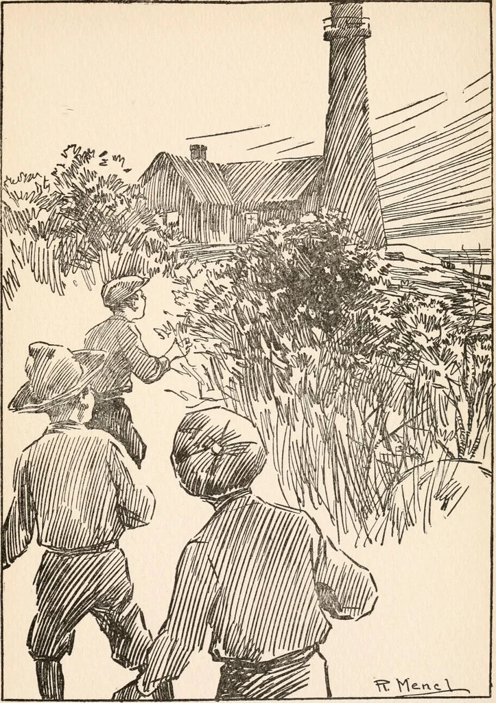 An illustration from Fairview boys at Light-house Cove, or, Carried out to sea, 1914, leaf 56