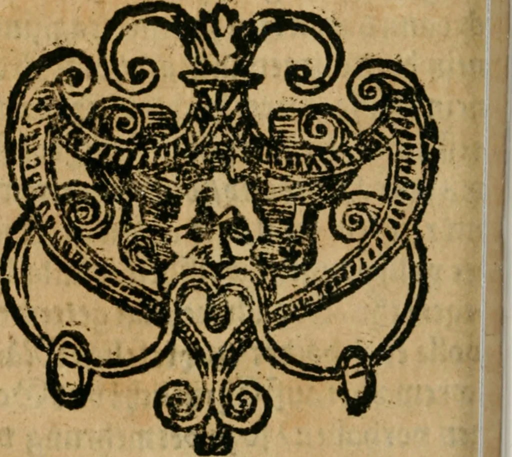 An illustration from Fama fraternitatis, oder, Entdeckung der Brüderschafft des löblichen Ordens dess Rosen Creutzes : beneben der Confession, oder, Bekantnus derselben Fraternitet, an alle Gelehrte und Häupter in Europa geschrieben : auch etlichen Responsionen von Haselmeyern und anderen gelehrten Leuten auff die Famam gestellet, 1615, leaf 149