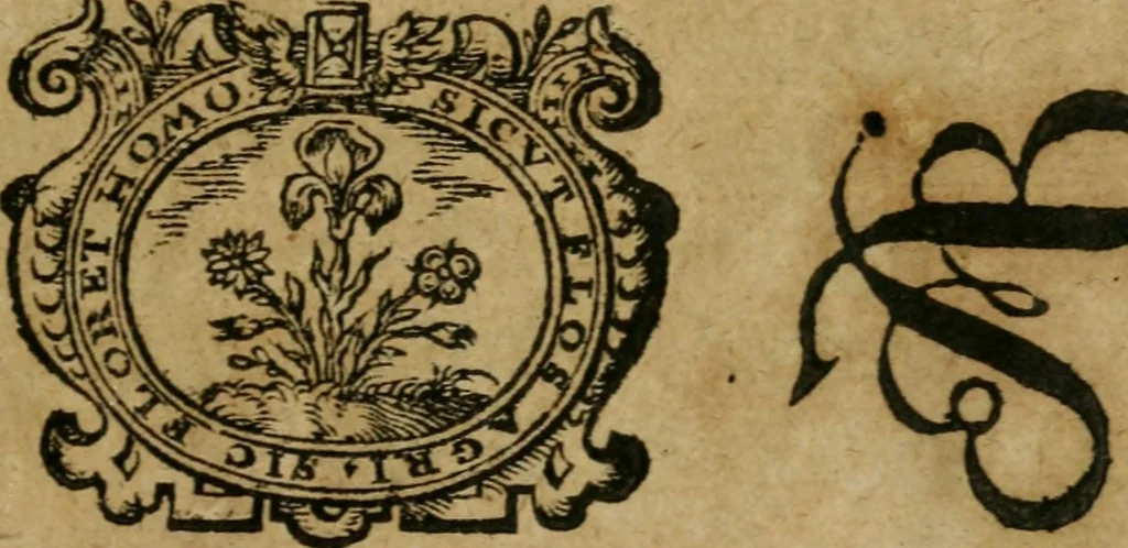 An illustration from Fama fraternitatis, oder, Entdeckung der Brüderschafft des löblichen Ordens dess Rosen Creutzes : beneben der Confession, oder, Bekantnus derselben Fraternitet, an alle Gelehrte und Häupter in Europa geschrieben : auch etlichen Responsionen von Haselmeyern und anderen gelehrten Leuten auff die Famam gestellet, 1615, leaf 6