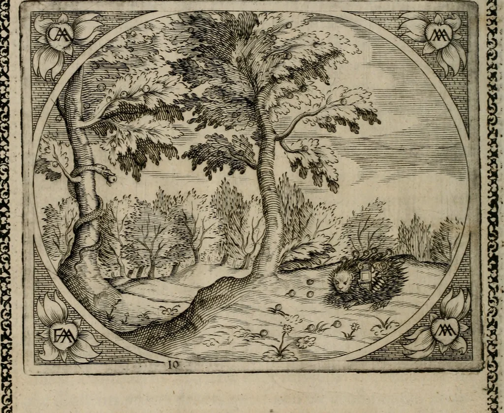 An illustration from Fama postuma, de virtutibus heroicis : quibus serenissima princeps ac domina D. Maria Archidux Austriae, Rheni Palatina vtriusque Bauariae Dux, et serenissimi quondam principis ac domini D. Caroli Archducis Austriae, Burgundiae, Styriae, Carinthiae, Carniolae Ducis Coniux, postea vidua augustam memoriae semper foelicis immortalitatem viuens moriens meruit, 1609, leaf 47