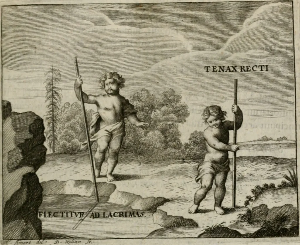 An illustration from Fama prognostica : ad cunas serenissimi principis Maximiliani Emmanuelis ... domini Ferdinandi Mariæ ... et serenissimæ principis ac D. dominæ Henrietæ Adeleidis ... filii, 1662, leaf 42