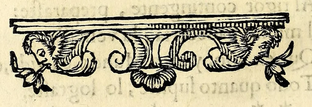 An illustration from Fama, y obras posthumas del fenix de Mexico, decima musa, poetisa americana, Sor Juana Ines de la Cruz, religiosa professa en el convento de San Geronimo de la imperial ciudad de Mexico; : consagralas a la Magestad Catholica de la reyna nuestra señora doña Mariana de Neoburg Baviera Palatina del Rhin, por mano de la Excma. señora doña Juana de Aragon y Cortès, duquesa de Monteleon, y Terra-Nova, marquesa del Valle de Goaxaca, &c., 1700, leaf 46