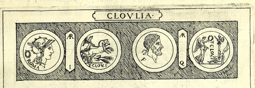 An illustration from Familiae Romanae in antiquis numismatibus : ab vrbe condita, ad tempora diui Augusti, 1663, leaf 121
