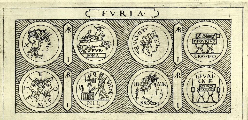 An illustration from Familiae Romanae in antiquis numismatibus : ab vrbe condita, ad tempora diui Augusti, 1663, leaf 161