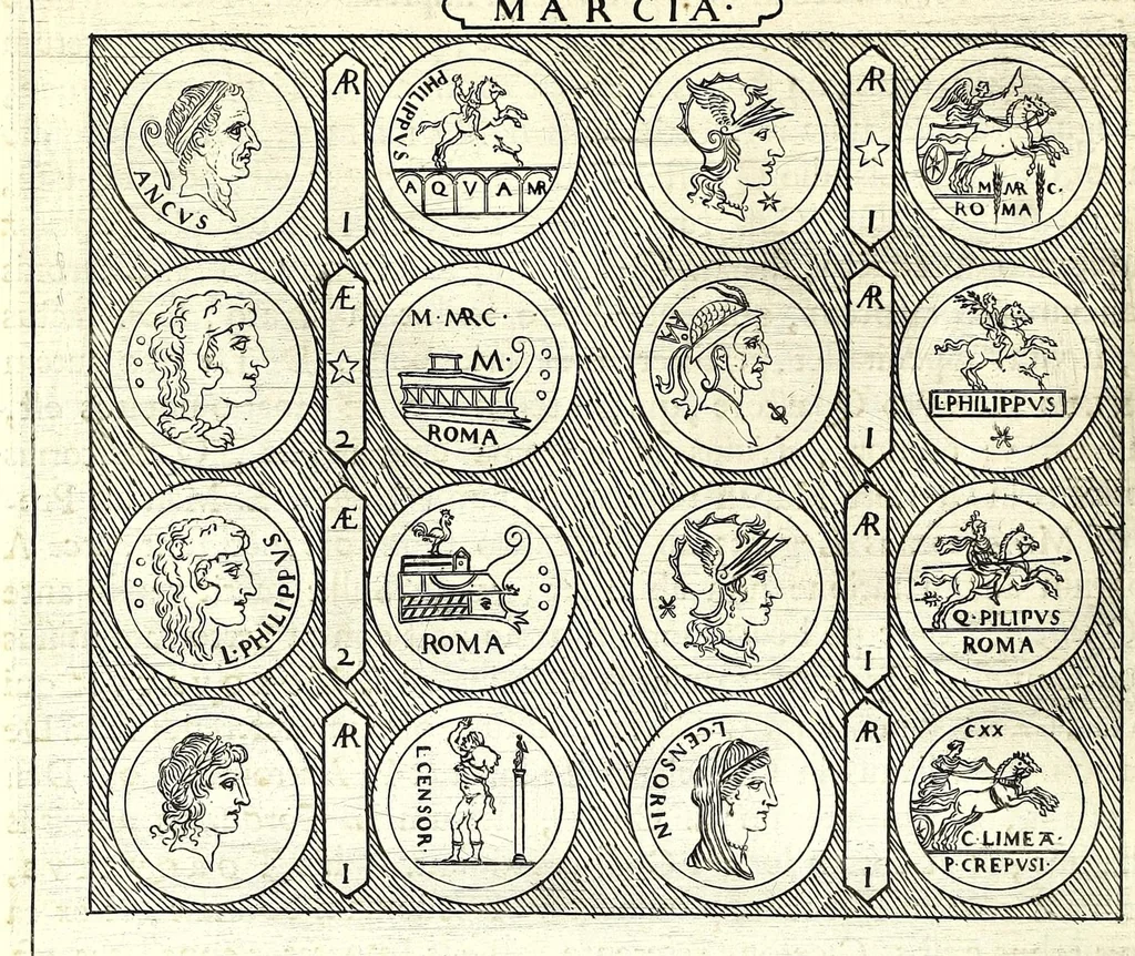 An illustration from Familiae Romanae in antiquis numismatibus : ab vrbe condita, ad tempora diui Augusti, 1663, leaf 210