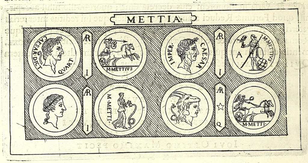 An illustration from Familiae Romanae in antiquis numismatibus : ab vrbe condita, ad tempora diui Augusti, 1663, leaf 220