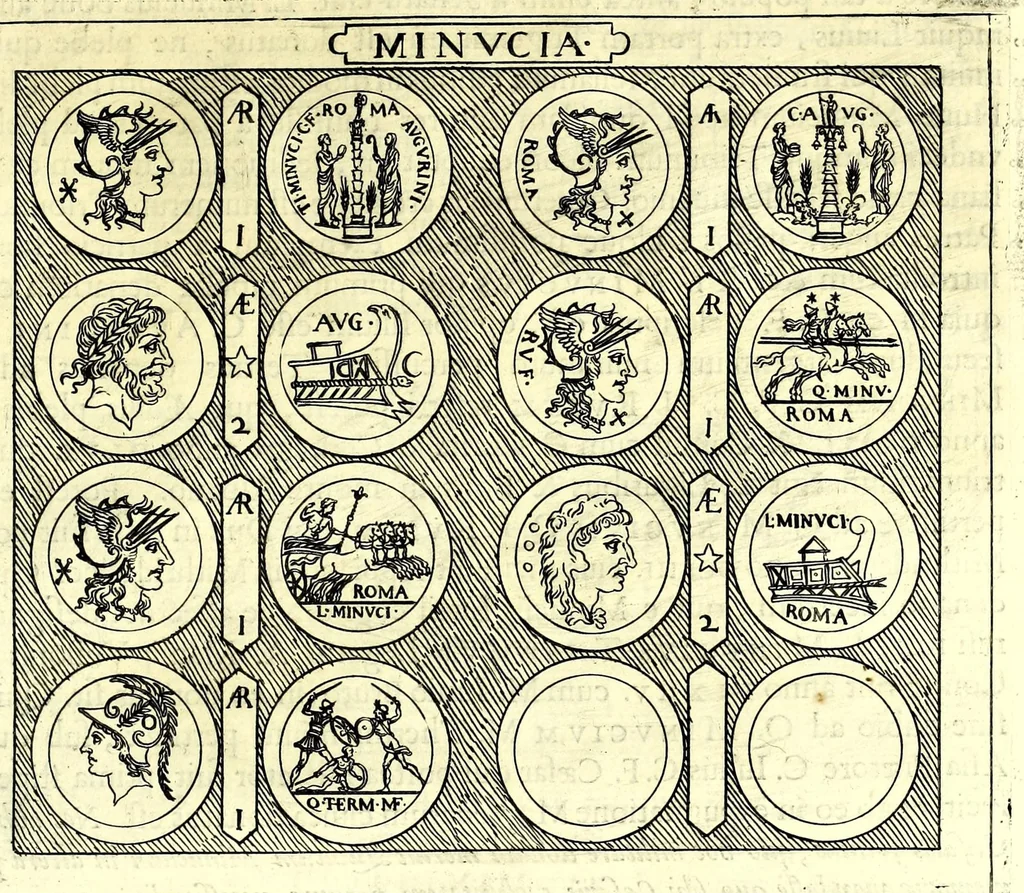 An illustration from Familiae Romanae in antiquis numismatibus : ab vrbe condita, ad tempora diui Augusti, 1663, leaf 223