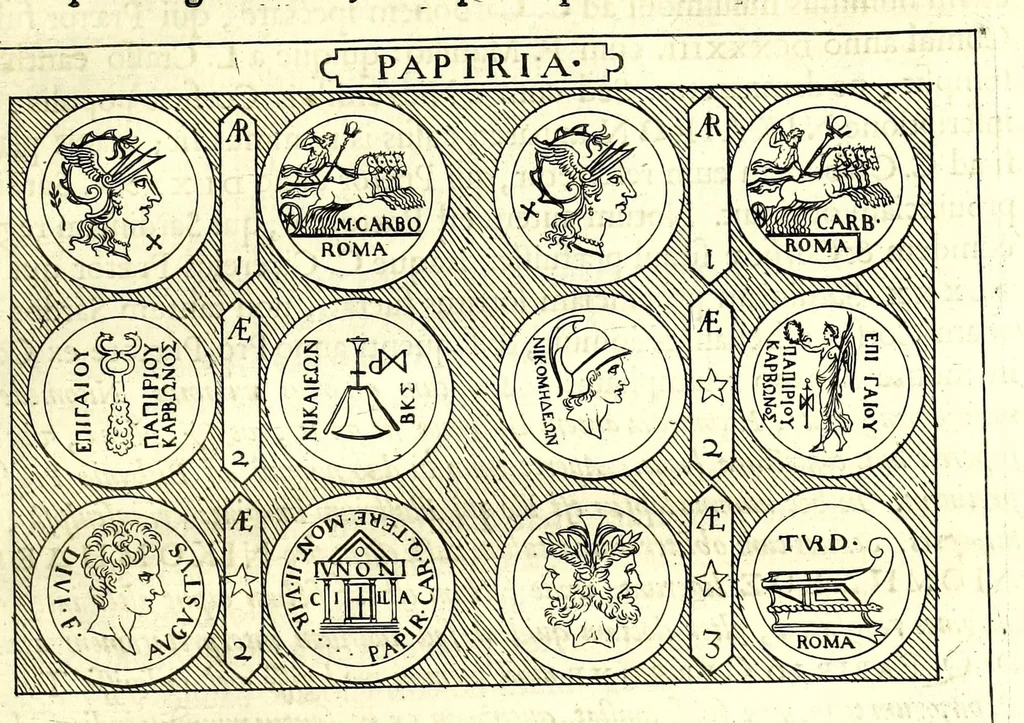 An illustration from Familiae Romanae in antiquis numismatibus : ab vrbe condita, ad tempora diui Augusti, 1663, leaf 243