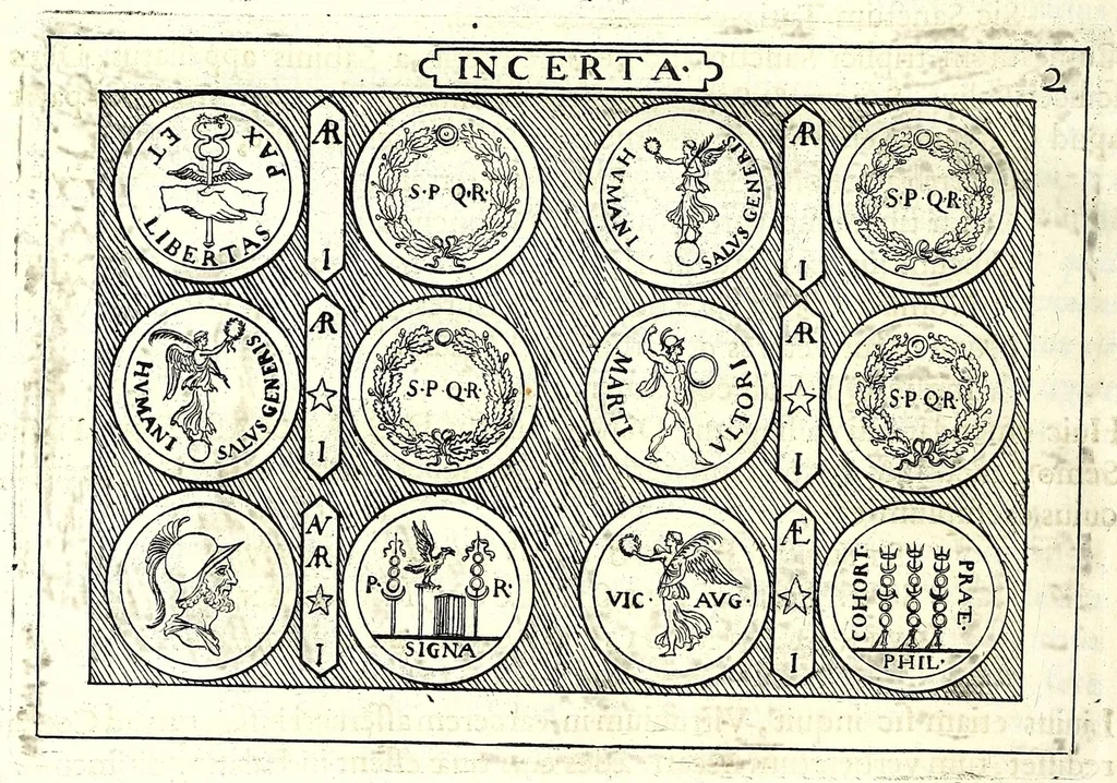 An illustration from Familiae Romanae in antiquis numismatibus : ab vrbe condita, ad tempora diui Augusti, 1663, leaf 350
