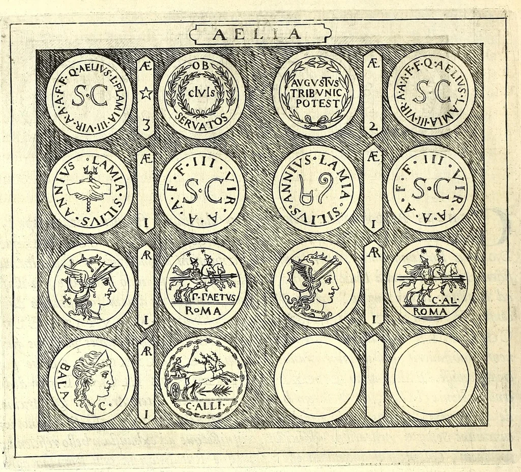 An illustration from Familiae Romanae in antiquis numismatibus : ab vrbe condita, ad tempora diui Augusti, 1663, leaf 50