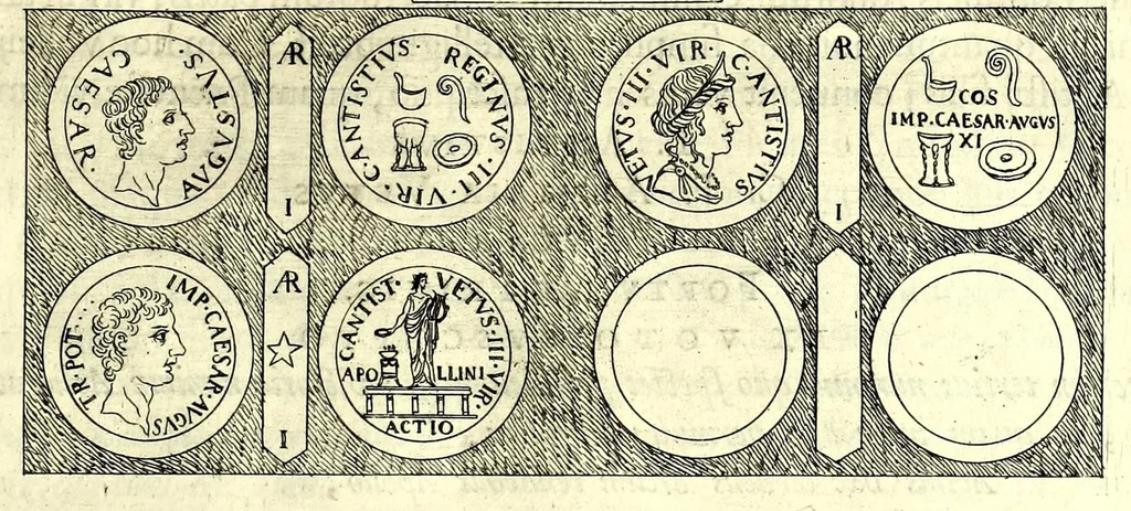 An illustration from Familiae Romanae in antiquis numismatibus : ab vrbe condita, ad tempora diui Augusti, 1663, leaf 63