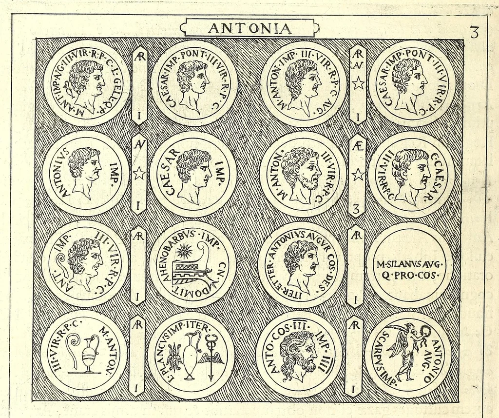 An illustration from Familiae Romanae in antiquis numismatibus : ab vrbe condita, ad tempora diui Augusti, 1663, leaf 68