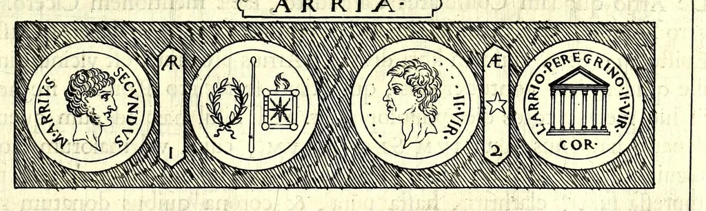 An illustration from Familiae Romanae in antiquis numismatibus : ab vrbe condita, ad tempora diui Augusti, 1663, leaf 81