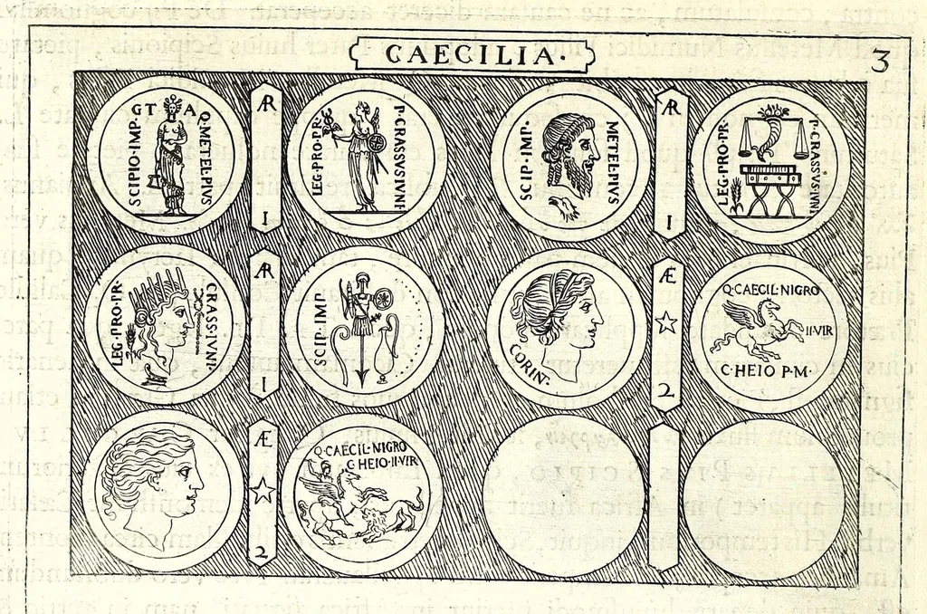 An illustration from Familiae Romanae in antiquis numismatibus : ab vrbe condita, ad tempora diui Augusti, 1663, leaf 96