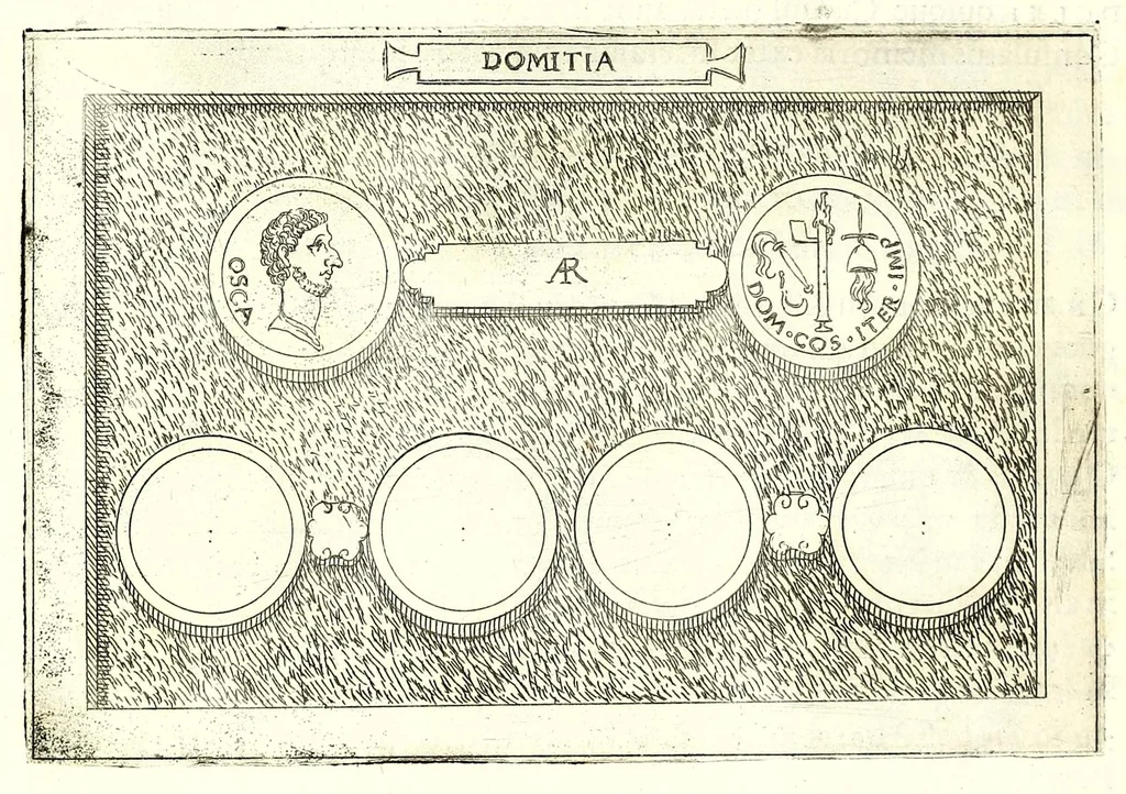 An illustration from Familiae romanae qvae reperivntvr in antiqvis nvmismatibvs ab vrbe condita ad tempora divi Avgusti : ex bibliotheca Fvlvi Vrsini : adivnctis familiis xxx ex libro Antoni Avgvstini ep. illerdensis, 1577, leaf 100