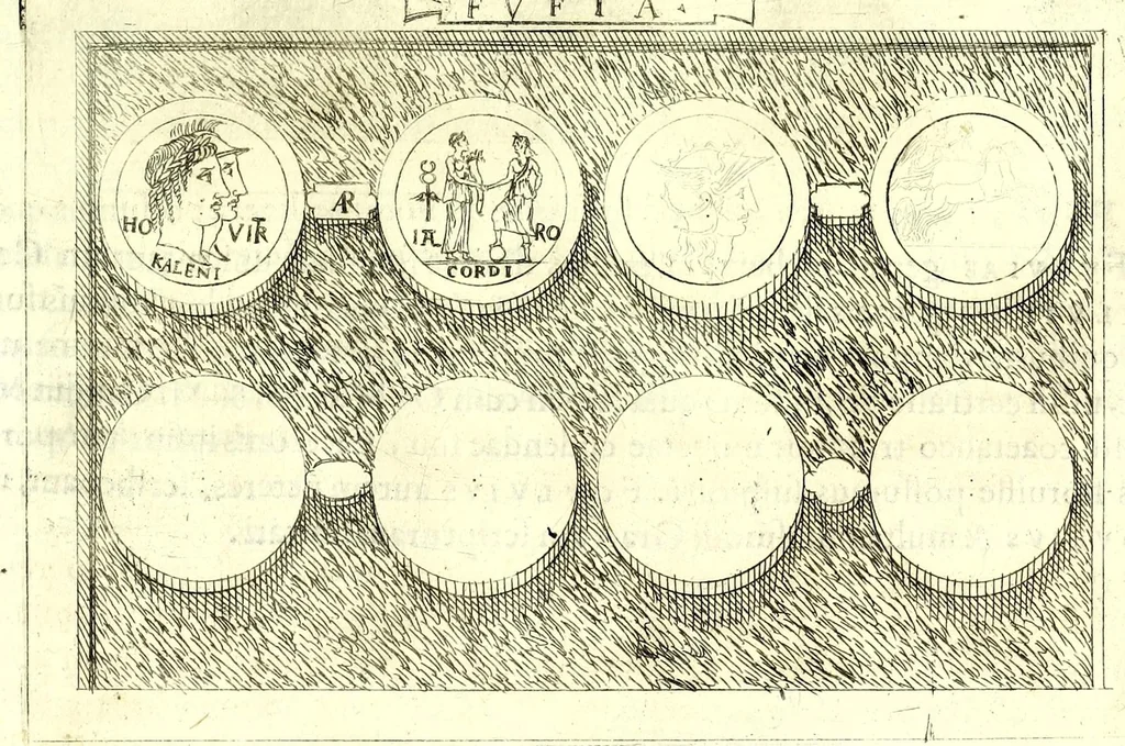 An illustration from Familiae romanae qvae reperivntvr in antiqvis nvmismatibvs ab vrbe condita ad tempora divi Avgusti : ex bibliotheca Fvlvi Vrsini : adivnctis familiis xxx ex libro Antoni Avgvstini ep. illerdensis, 1577, leaf 113