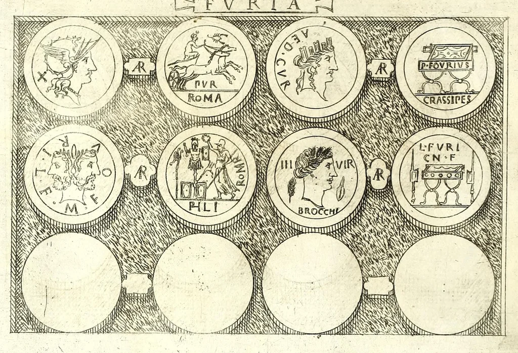 An illustration from Familiae romanae qvae reperivntvr in antiqvis nvmismatibvs ab vrbe condita ad tempora divi Avgusti : ex bibliotheca Fvlvi Vrsini : adivnctis familiis xxx ex libro Antoni Avgvstini ep. illerdensis, 1577, leaf 116