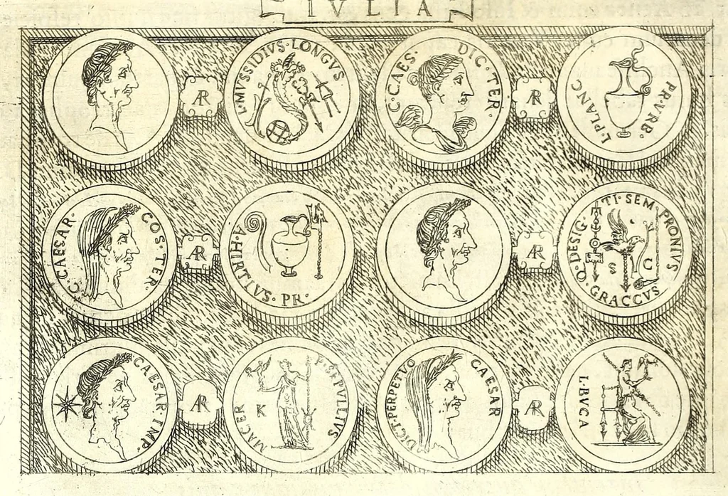 An illustration from Familiae romanae qvae reperivntvr in antiqvis nvmismatibvs ab vrbe condita ad tempora divi Avgusti : ex bibliotheca Fvlvi Vrsini : adivnctis familiis xxx ex libro Antoni Avgvstini ep. illerdensis, 1577, leaf 130