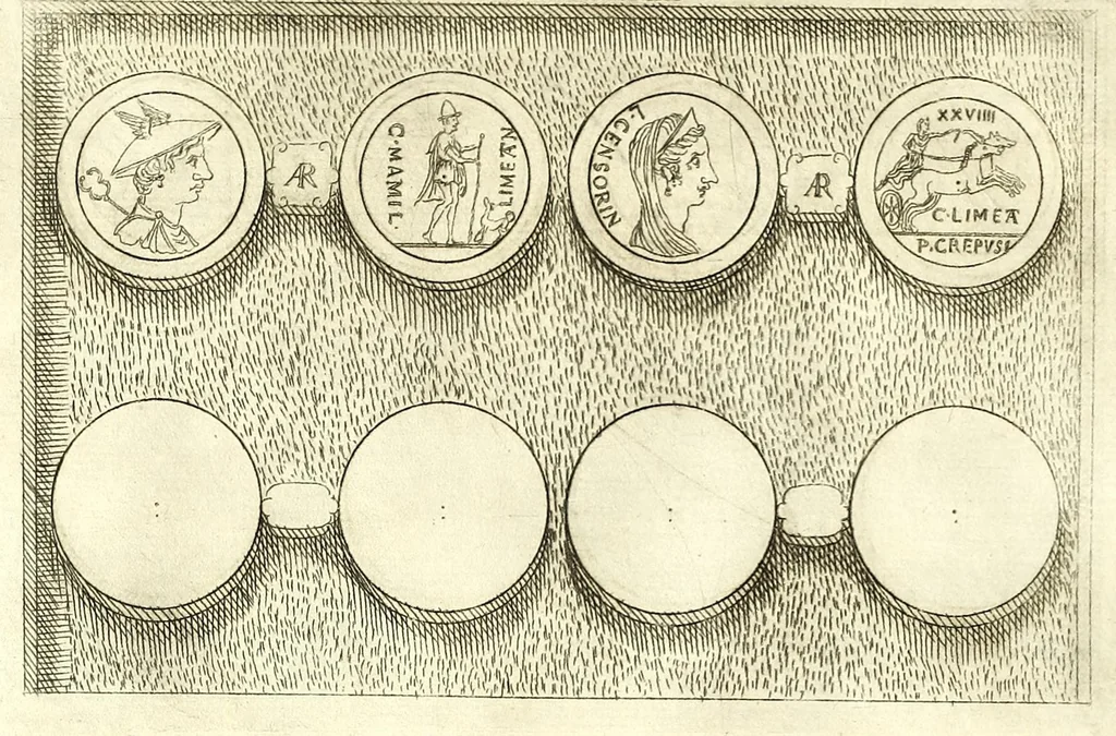 An illustration from Familiae romanae qvae reperivntvr in antiqvis nvmismatibvs ab vrbe condita ad tempora divi Avgusti : ex bibliotheca Fvlvi Vrsini : adivnctis familiis xxx ex libro Antoni Avgvstini ep. illerdensis, 1577, leaf 162