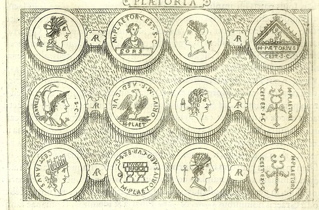 An illustration from Familiae romanae qvae reperivntvr in antiqvis nvmismatibvs ab vrbe condita ad tempora divi Avgusti : ex bibliotheca Fvlvi Vrsini : adivnctis familiis xxx ex libro Antoni Avgvstini ep. illerdensis, 1577, leaf 208