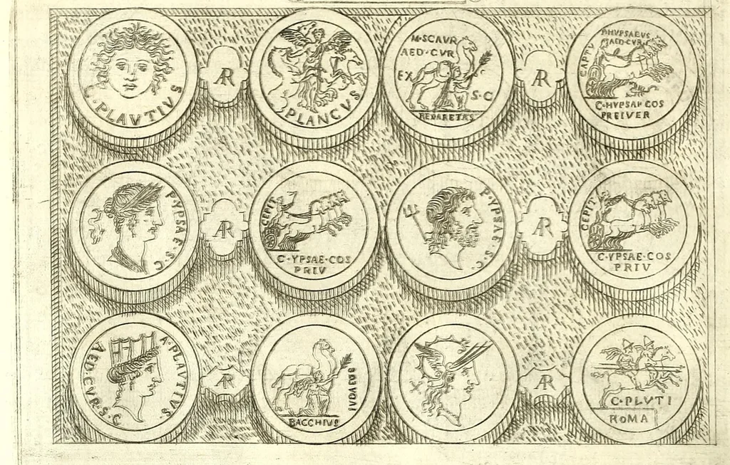An illustration from Familiae romanae qvae reperivntvr in antiqvis nvmismatibvs ab vrbe condita ad tempora divi Avgusti : ex bibliotheca Fvlvi Vrsini : adivnctis familiis xxx ex libro Antoni Avgvstini ep. illerdensis, 1577, leaf 212