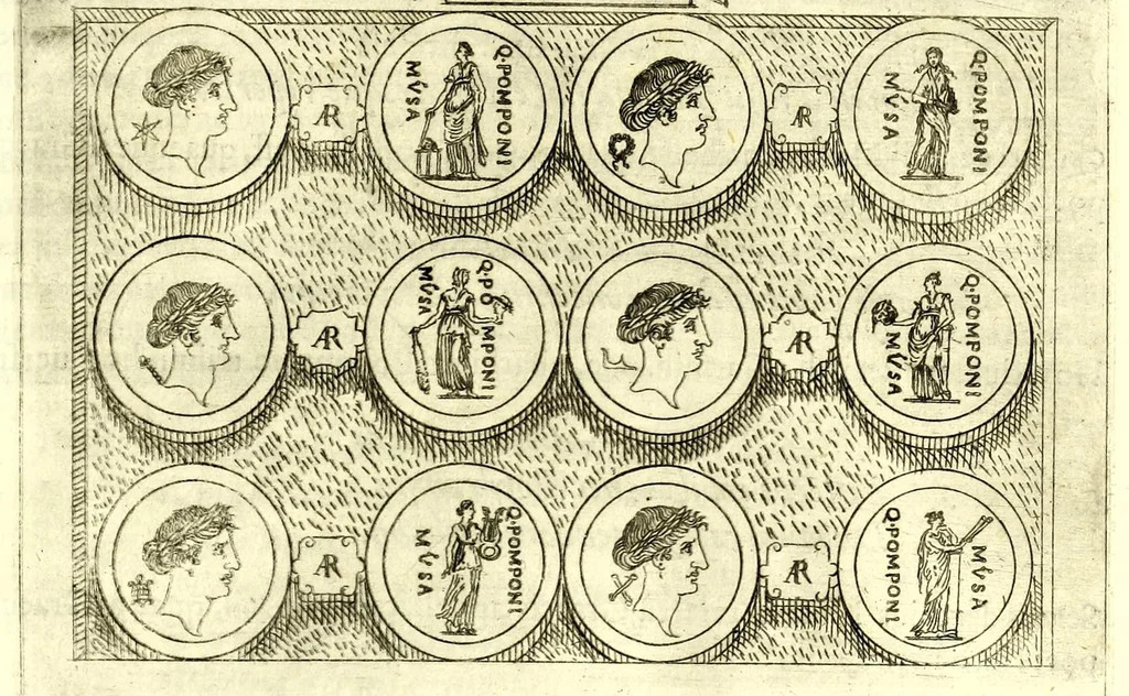 An illustration from Familiae romanae qvae reperivntvr in antiqvis nvmismatibvs ab vrbe condita ad tempora divi Avgusti : ex bibliotheca Fvlvi Vrsini : adivnctis familiis xxx ex libro Antoni Avgvstini ep. illerdensis, 1577, leaf 225