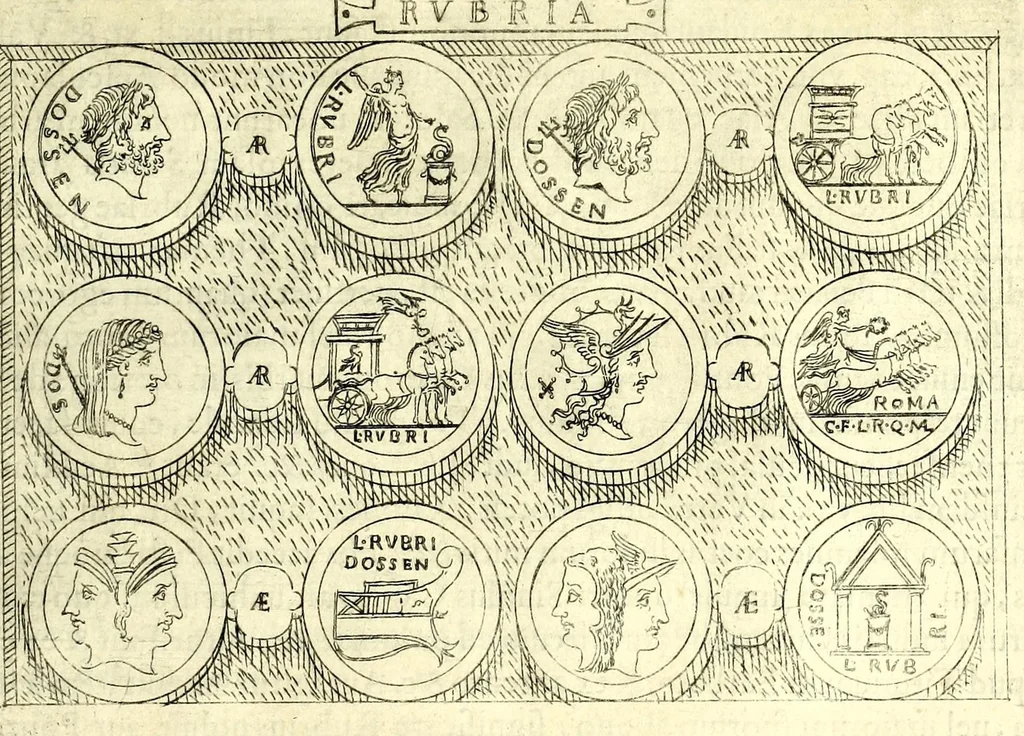 An illustration from Familiae romanae qvae reperivntvr in antiqvis nvmismatibvs ab vrbe condita ad tempora divi Avgusti : ex bibliotheca Fvlvi Vrsini : adivnctis familiis xxx ex libro Antoni Avgvstini ep. illerdensis, 1577, leaf 237