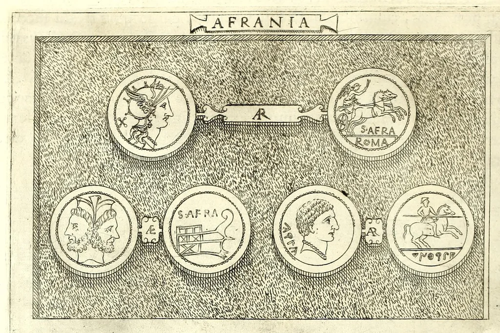 An illustration from Familiae romanae qvae reperivntvr in antiqvis nvmismatibvs ab vrbe condita ad tempora divi Avgusti : ex bibliotheca Fvlvi Vrsini : adivnctis familiis xxx ex libro Antoni Avgvstini ep. illerdensis, 1577, leaf 24