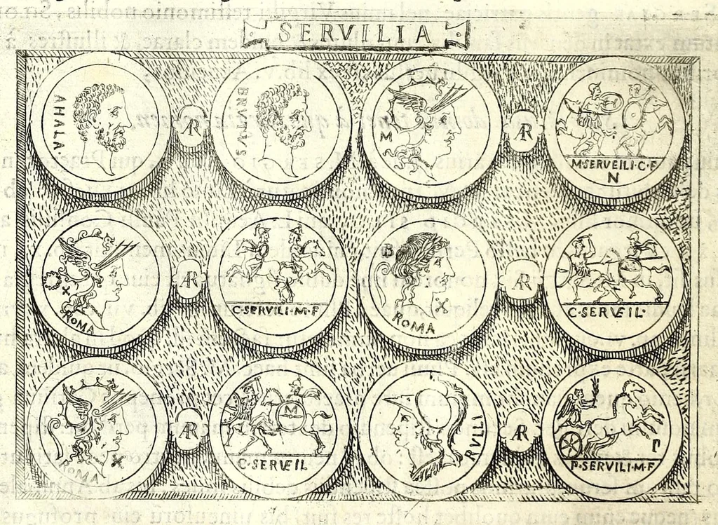 An illustration from Familiae romanae qvae reperivntvr in antiqvis nvmismatibvs ab vrbe condita ad tempora divi Avgusti : ex bibliotheca Fvlvi Vrsini : adivnctis familiis xxx ex libro Antoni Avgvstini ep. illerdensis, 1577, leaf 252