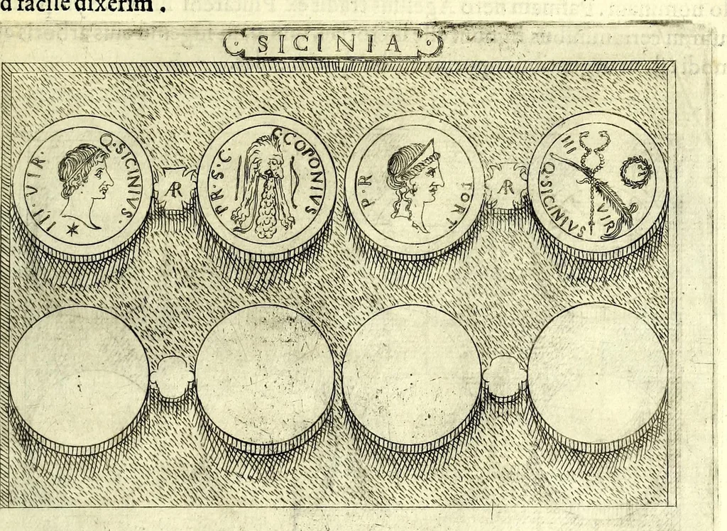 An illustration from Familiae romanae qvae reperivntvr in antiqvis nvmismatibvs ab vrbe condita ad tempora divi Avgusti : ex bibliotheca Fvlvi Vrsini : adivnctis familiis xxx ex libro Antoni Avgvstini ep. illerdensis, 1577, leaf 257