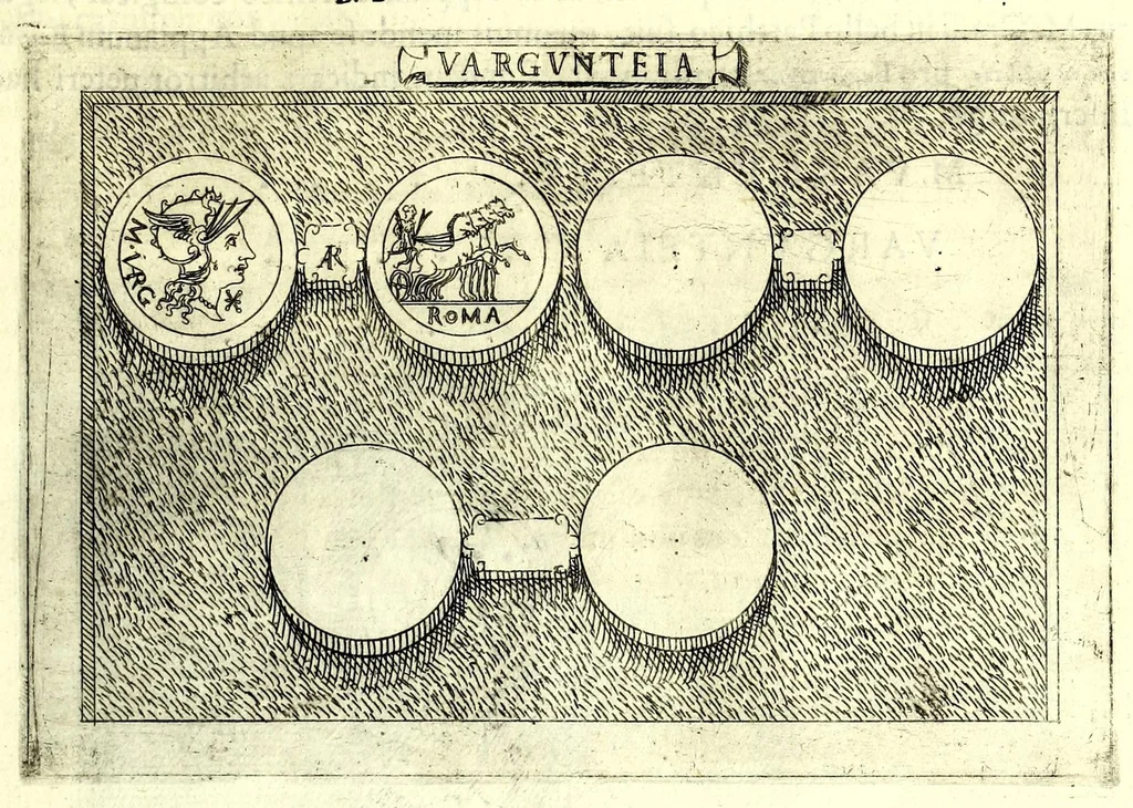 An illustration from Familiae romanae qvae reperivntvr in antiqvis nvmismatibvs ab vrbe condita ad tempora divi Avgusti : ex bibliotheca Fvlvi Vrsini : adivnctis familiis xxx ex libro Antoni Avgvstini ep. illerdensis, 1577, leaf 283
