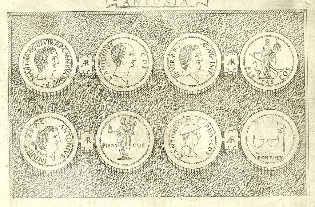 An illustration from Familiae romanae qvae reperivntvr in antiqvis nvmismatibvs ab vrbe condita ad tempora divi Avgusti : ex bibliotheca Fvlvi Vrsini : adivnctis familiis xxx ex libro Antoni Avgvstini ep. illerdensis, 1577, leaf 30