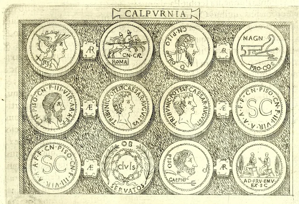 An illustration from Familiae romanae qvae reperivntvr in antiqvis nvmismatibvs ab vrbe condita ad tempora divi Avgusti : ex bibliotheca Fvlvi Vrsini : adivnctis familiis xxx ex libro Antoni Avgvstini ep. illerdensis, 1577, leaf 59