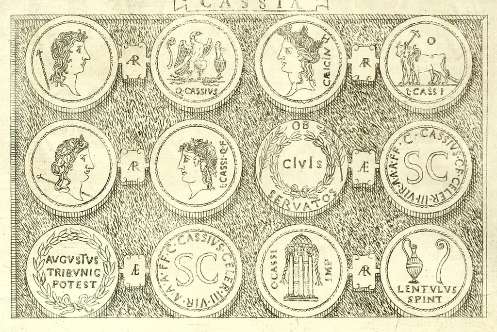 An illustration from Familiae romanae qvae reperivntvr in antiqvis nvmismatibvs ab vrbe condita ad tempora divi Avgusti : ex bibliotheca Fvlvi Vrsini : adivnctis familiis xxx ex libro Antoni Avgvstini ep. illerdensis, 1577, leaf 68