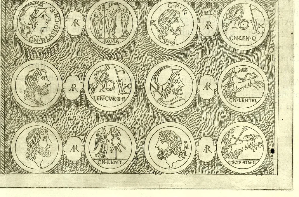 An illustration from Familiae romanae qvae reperivntvr in antiqvis nvmismatibvs ab vrbe condita ad tempora divi Avgusti : ex bibliotheca Fvlvi Vrsini : adivnctis familiis xxx ex libro Antoni Avgvstini ep. illerdensis, 1577, leaf 83