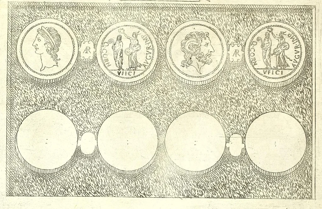 An illustration from Familiae romanae qvae reperivntvr in antiqvis nvmismatibvs ab vrbe condita ad tempora divi Avgusti : ex bibliotheca Fvlvi Vrsini : adivnctis familiis xxx ex libro Antoni Avgvstini ep. illerdensis, 1577, leaf 90