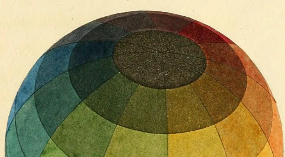 An illustration from Farben-Kugel; oder, Construction des Verhältnisses aller Mischungen der Farben zu einander, und ihrer vollständigen Affinität, mit angehängtem Versuch einer Ableitung der Harmonie in den Zusammenstellungen der Farben. Nebst einer Abhandlung über die Bedeutung der Farben in der Natur, von Heinrik Steffens, 1810, leaf 25