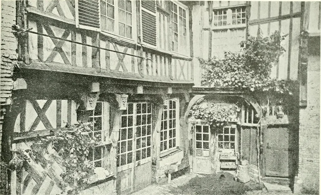 An illustration from Farm houses, manor houses, minor chateaux and small churches : from the eleventh to the sixteenth centuries, in Normandy, Brittany and other parts of France, 1917, leaf 132