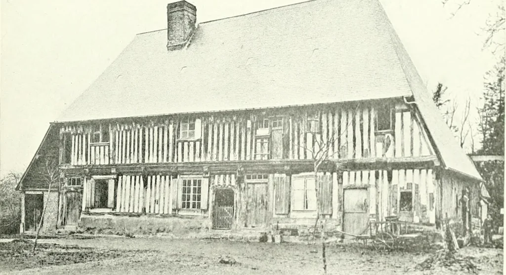 An illustration from Farm houses, manor houses, minor chateaux and small churches : from the eleventh to the sixteenth centuries, in Normandy, Brittany and other parts of France, 1917, leaf 132