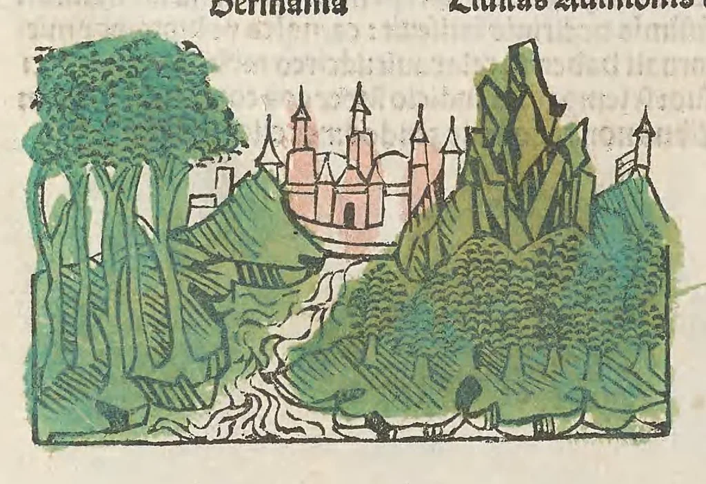 An illustration from Fasciculus temporu[m] omnes antiquo[rum] chronicas strictim complectens felici numine incipit, leaf 110