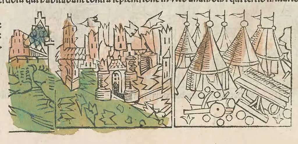 An illustration from Fasciculus temporu[m] omnes antiquo[rum] chronicas strictim complectens felici numine incipit, leaf 48