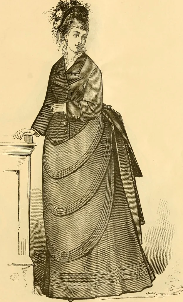 An illustration from Fashion book : novelties, costumes, mantles, millinery, etc., 1874, leaf 10