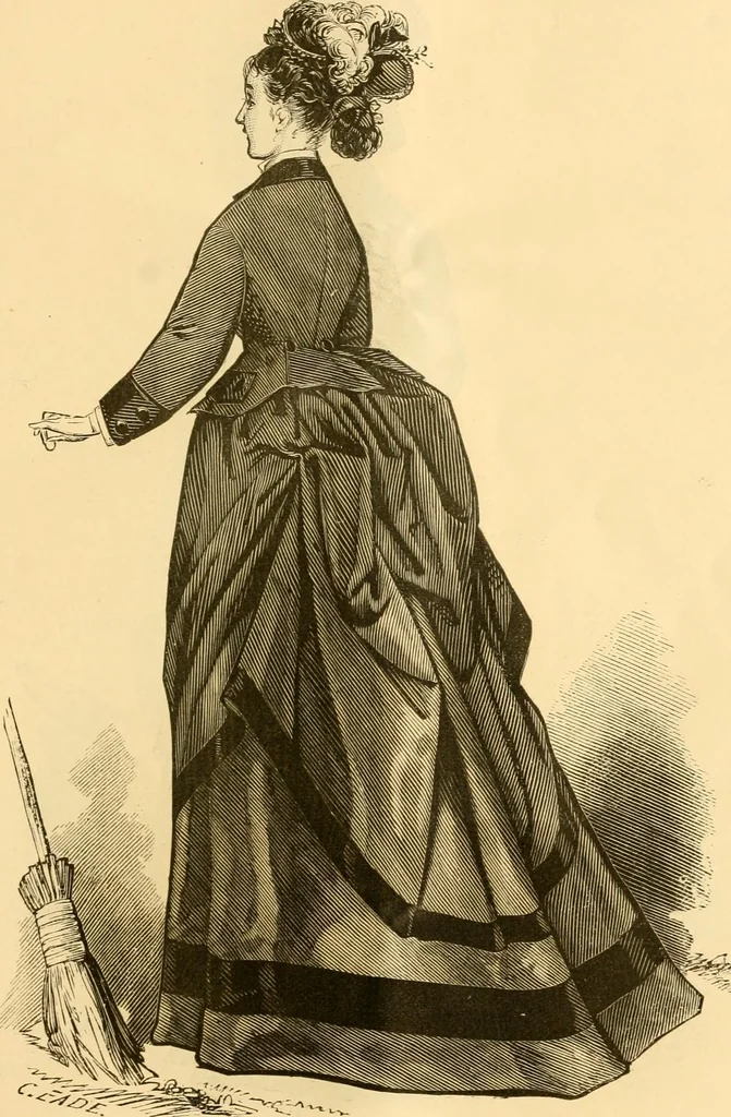 An illustration from Fashion book : novelties, costumes, mantles, millinery, etc., 1874, leaf 12