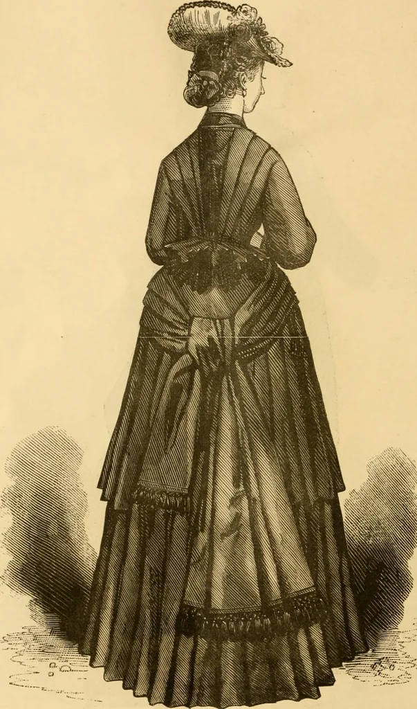 An illustration from Fashion book : novelties, costumes, mantles, millinery, etc., 1874, leaf 13