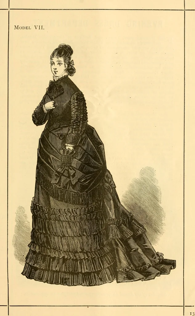 An illustration from Fashion book : novelties, costumes, mantles, millinery, etc., 1874, leaf 16