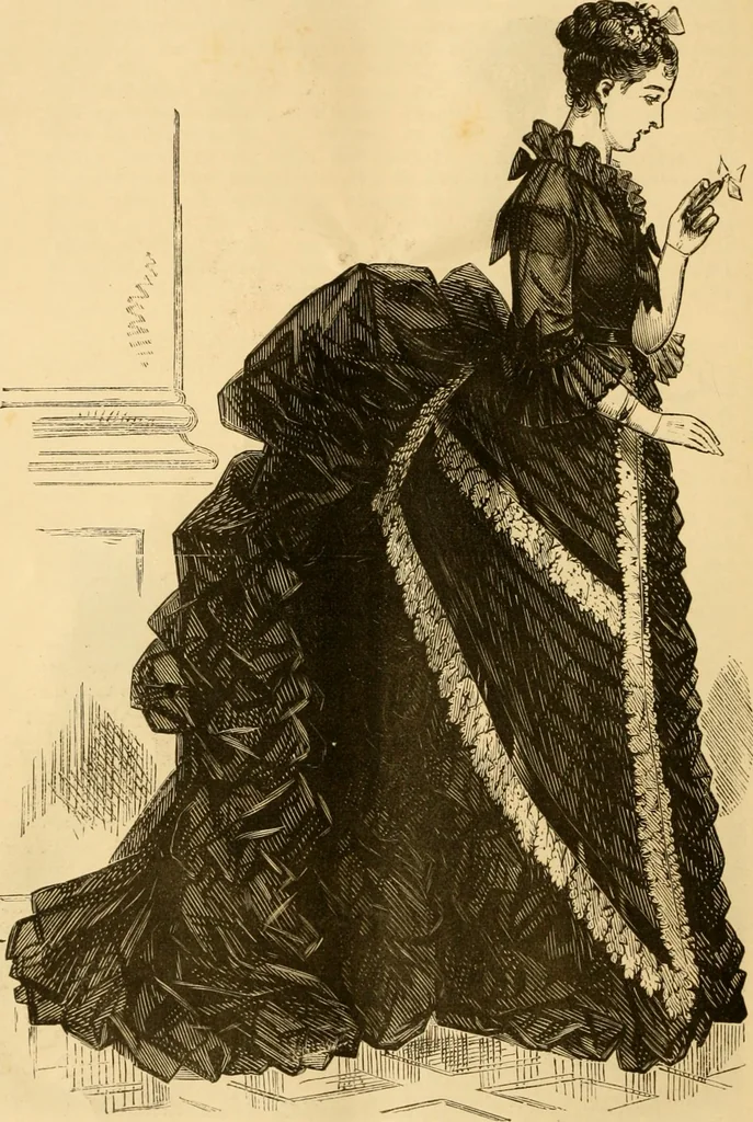 An illustration from Fashion book : novelties, costumes, mantles, millinery, etc., 1874, leaf 19