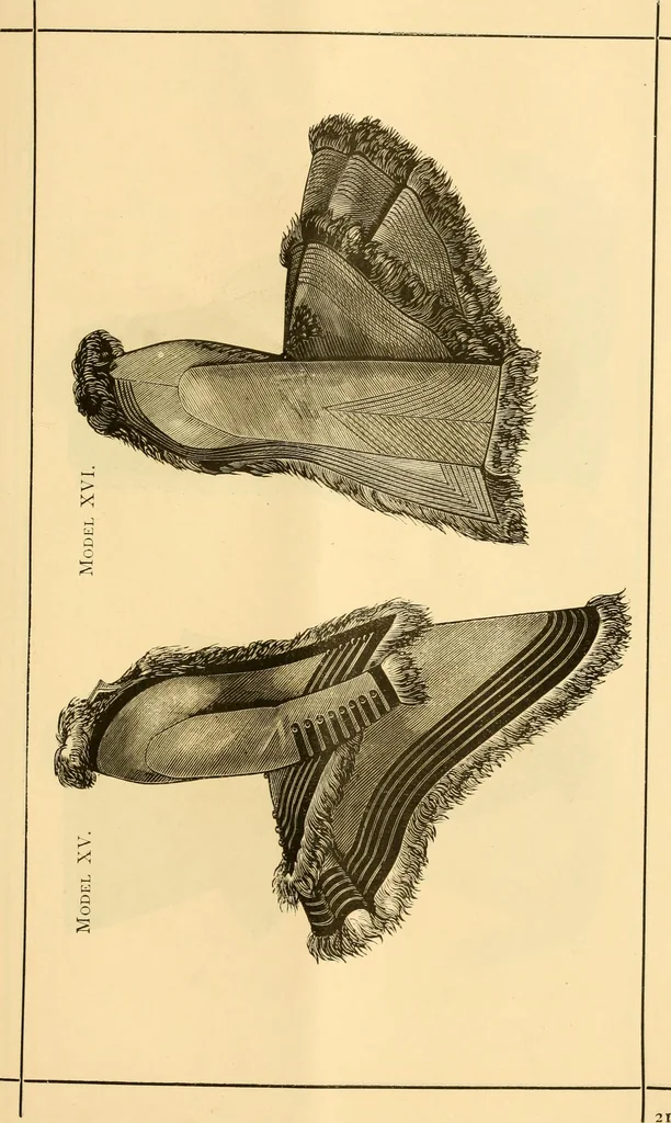 An illustration from Fashion book : novelties, costumes, mantles, millinery, etc., 1874, leaf 24