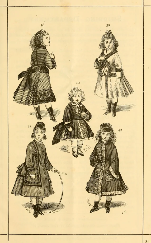 An illustration from Fashion book : novelties, costumes, mantles, millinery, etc., 1874, leaf 34