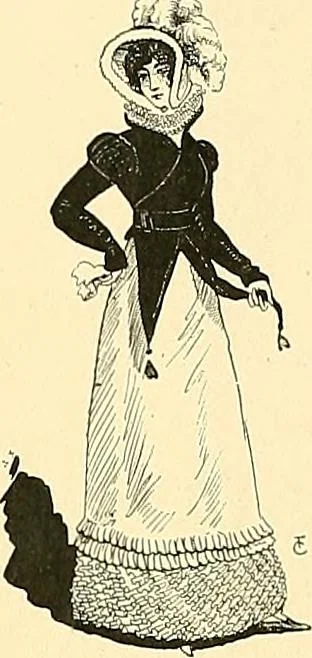 An illustration from Fashion in Paris; the various phases of feminine taste and aesthetics from 1797 to 1897, 1898, leaf 168
