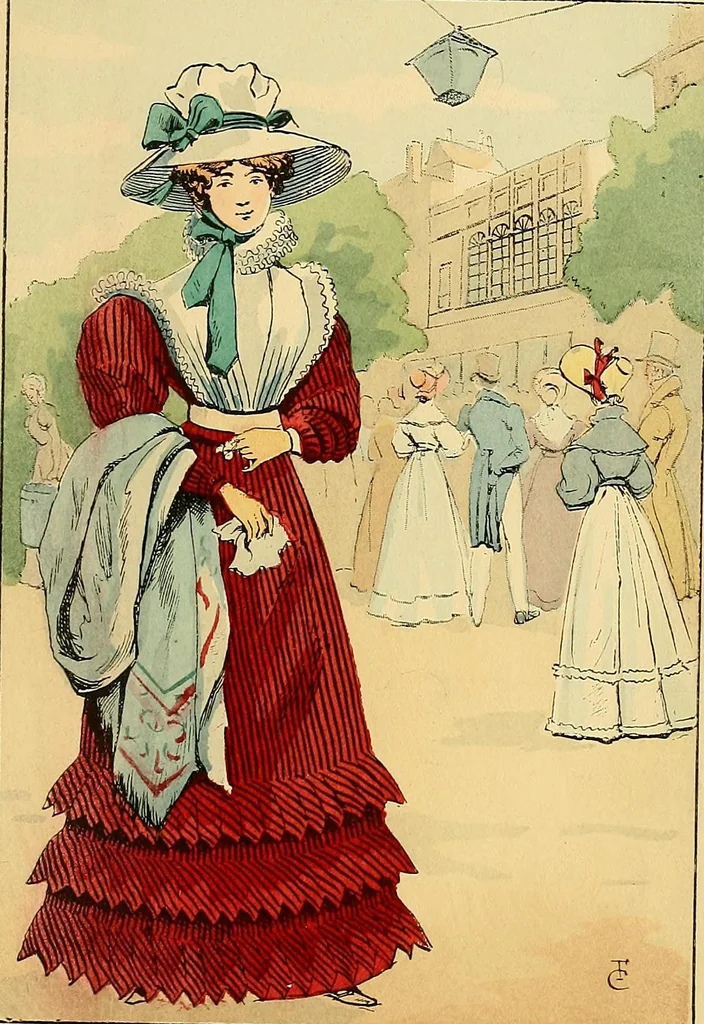 An illustration from Fashion in Paris; the various phases of feminine taste and aesthetics from 1797 to 1897, 1898, leaf 175